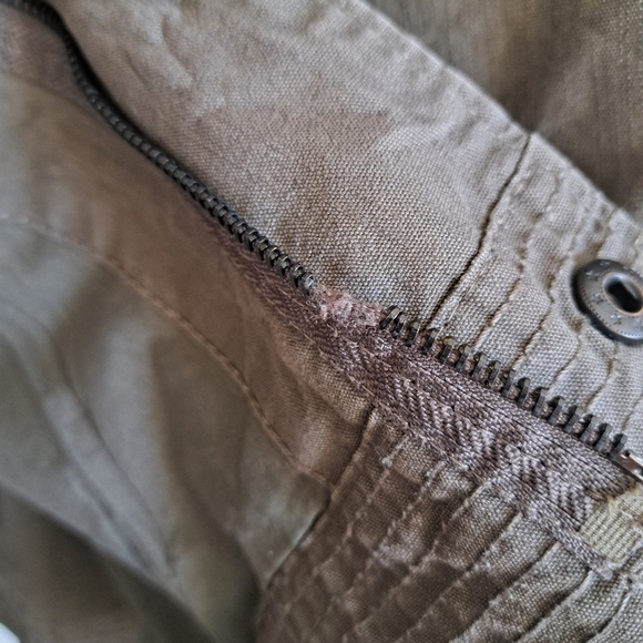 Men's LEVIS UTILITY jacket zip snap closure pockets olive green hood *FLAW* - Picture 5 of 10